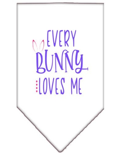 EveryBunny Loves Me Screen Print Bandana White Large