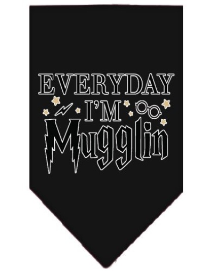 Everyday I'm Mugglin Screen Print Bandana Black Large