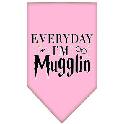 Everyday I'm Mugglin Screen Print Bandana Light Pink Large