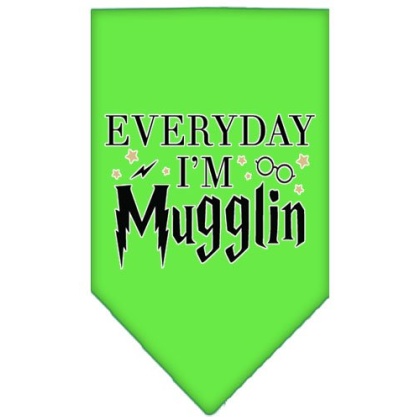 Everyday I'm Mugglin Screen Print Bandana Lime Green Large