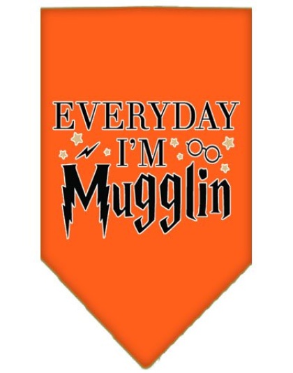 Everyday I'm Mugglin Screen Print Bandana Orange Large