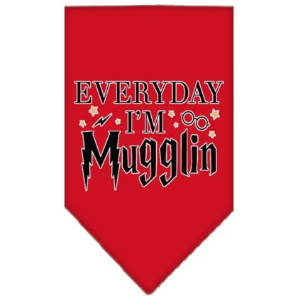 Everyday I'm Mugglin Screen Print Bandana Red Large