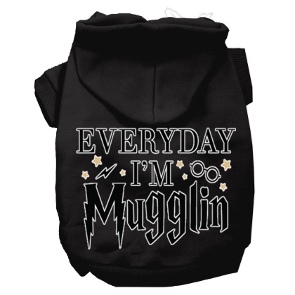 Everyday I'm Mugglin Screen Print Dog Hoodie Black L