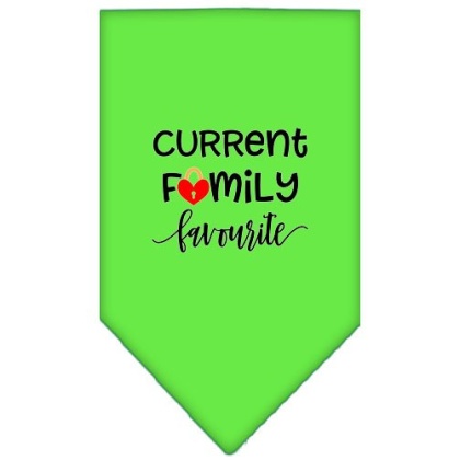 Family Favorite Screen Print Bandana Lime Green Large