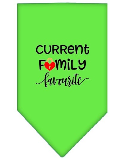 Family Favorite Screen Print Bandana Lime Green Large