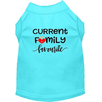 Family Favorite Screen Print Dog Shirt Aqua Lg