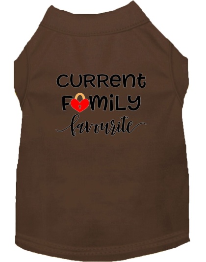 Family Favorite Screen Print Dog Shirt Brown Lg