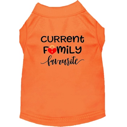 Family Favorite Screen Print Dog Shirt Orange Lg