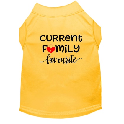 Family Favorite Screen Print Dog Shirt Yellow Lg