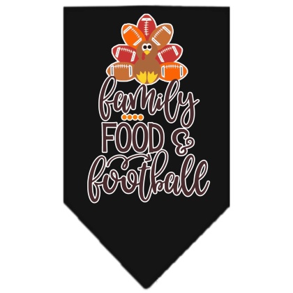 Family, Food, and Football Screen Print Bandana Black Large