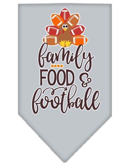 Family, Food, and Football Screen Print Bandana Grey Large