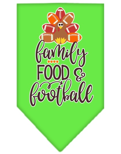 Family, Food, and Football Screen Print Bandana Lime Green Large