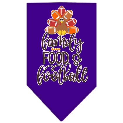 Family, Food, and Football Screen Print Bandana Purple Large