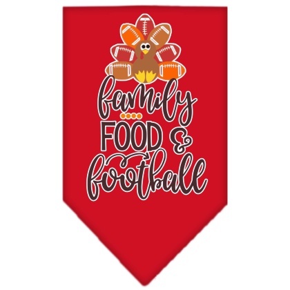 Family, Food, and Football Screen Print Bandana Red Large