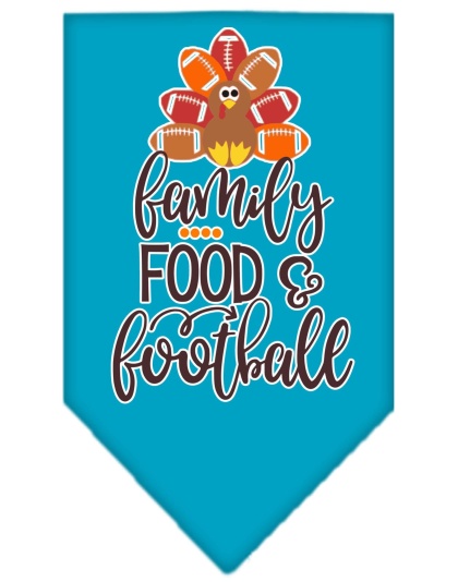 Family, Food, and Football Screen Print Bandana Turquoise Large