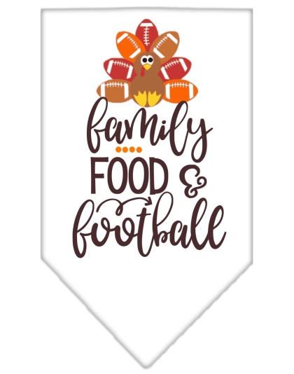 Family, Food, and Football Screen Print Bandana White Large