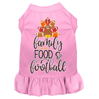Family, Food, and Football Screen Print Dog Dress Light Pink 4X