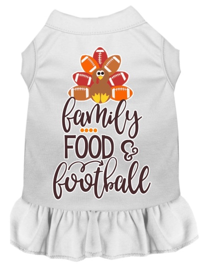 Family, Food, and Football Screen Print Dog Dress White 4X