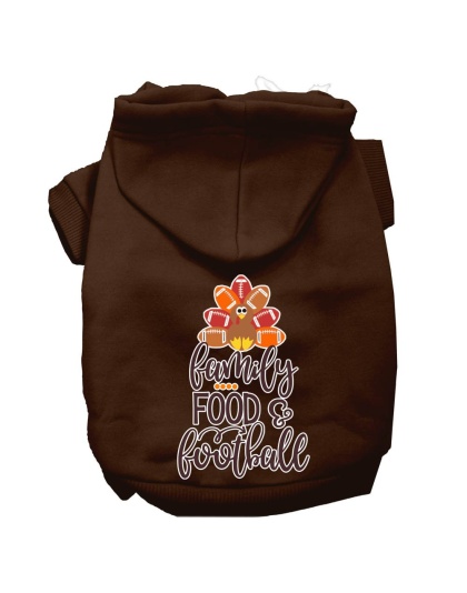 Family, Food, and Football Screen Print Dog Hoodie Brown L