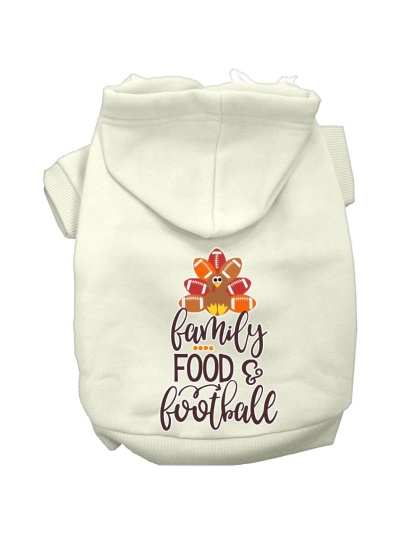 Family, Food, and Football Screen Print Dog Hoodie Cream L