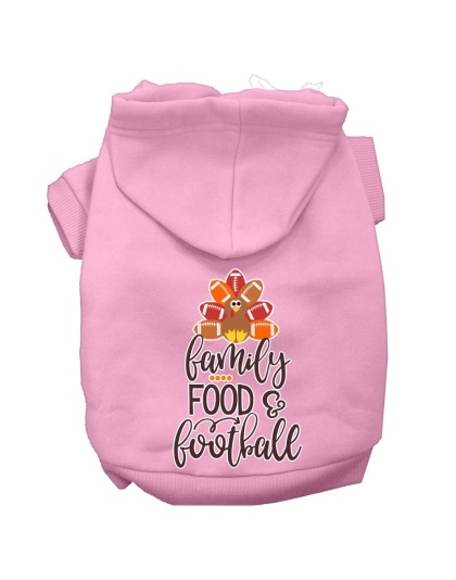 Family, Food, and Football Screen Print Dog Hoodie Light Pink L