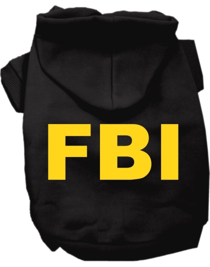 FBI Costume Screen Print Dog Hoodie Black Size XS