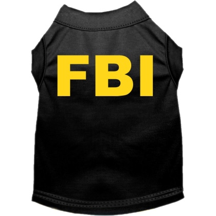 FBI Costume Screen Print Dog Shirt Black Size XS