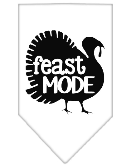 Feast Mode Screen Print Bandana White Large