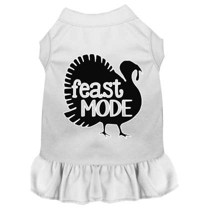 Feast Mode Screen Print Dog Dress White 4X