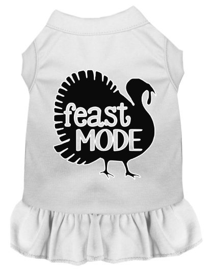 Feast Mode Screen Print Dog Dress White 4X