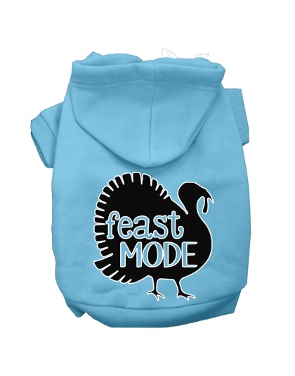 Feast Mode Screen Print Dog Hoodie Baby Blue L