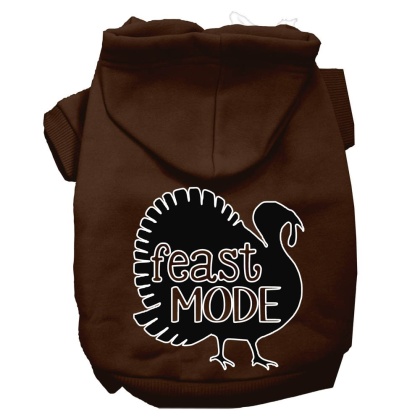 Feast Mode Screen Print Dog Hoodie Brown L