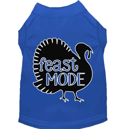 Feast Mode Screen Print Dog Shirt Blue Lg