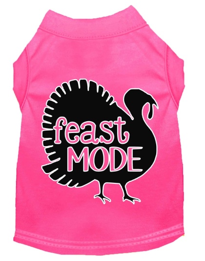 Feast Mode Screen Print Dog Shirt Bright Pink Lg