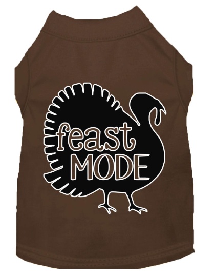 Feast Mode Screen Print Dog Shirt Brown Lg