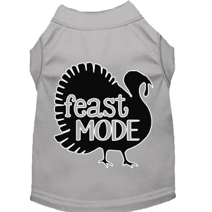 Feast Mode Screen Print Dog Shirt Grey Lg