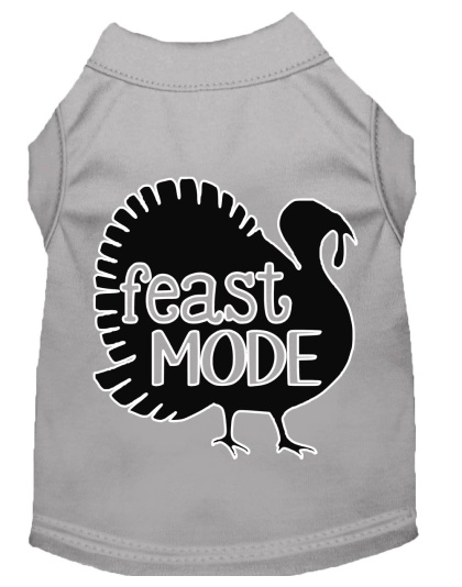 Feast Mode Screen Print Dog Shirt Grey Lg