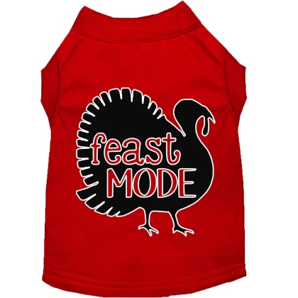 Feast Mode Screen Print Dog Shirt Red Lg