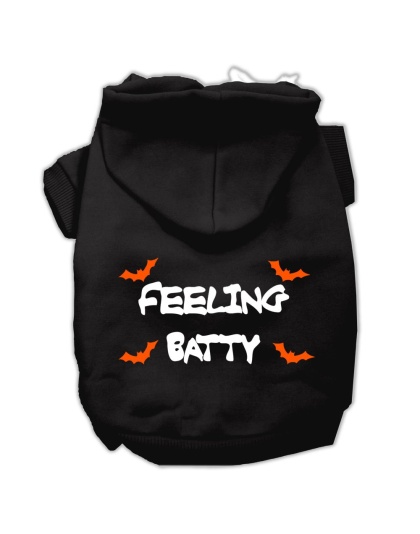 Feeling Batty Screen Print Pet Hoodies Black Size Lg