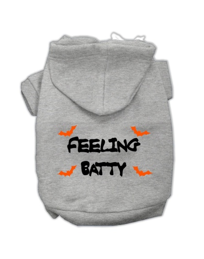 Feeling Batty Screen Print Pet Hoodies Grey Size Lg