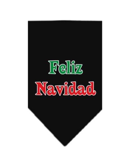 Feliz Navidad Screen Print Bandana Black Large