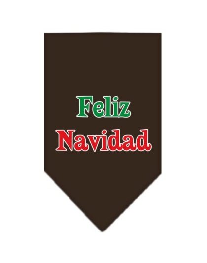 Feliz Navidad Screen Print Bandana Cocoa Large