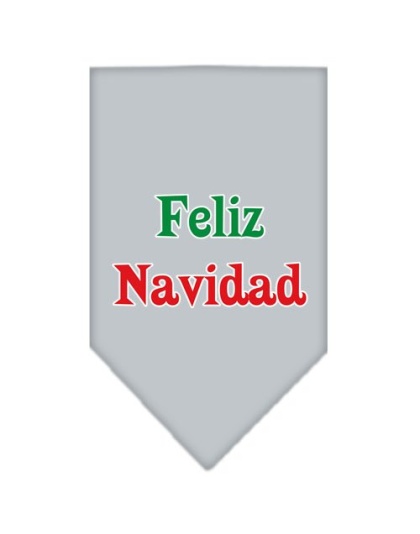 Feliz Navidad Screen Print Bandana Grey Large