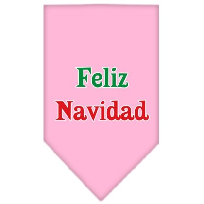 Feliz Navidad Screen Print Bandana Light Pink Large