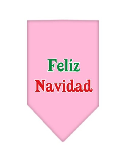 Feliz Navidad Screen Print Bandana Light Pink Large