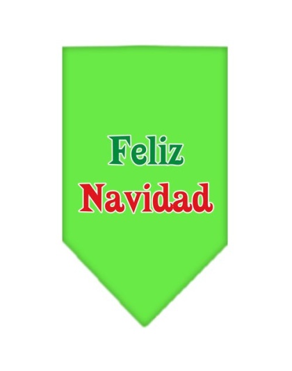 Feliz Navidad Screen Print Bandana Lime Green Large