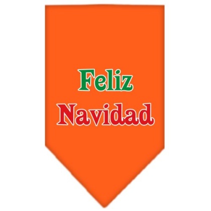 Feliz Navidad Screen Print Bandana Orange Large