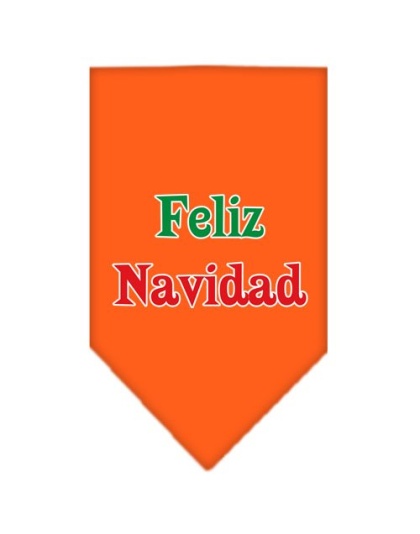 Feliz Navidad Screen Print Bandana Orange Large