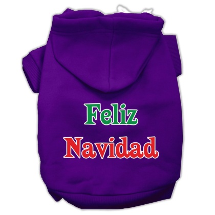 Feliz Navidad Screen Print Pet Hoodies Purple L