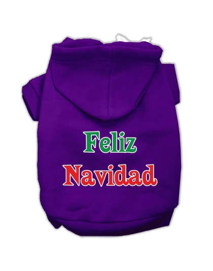 Feliz Navidad Screen Print Pet Hoodies Purple L